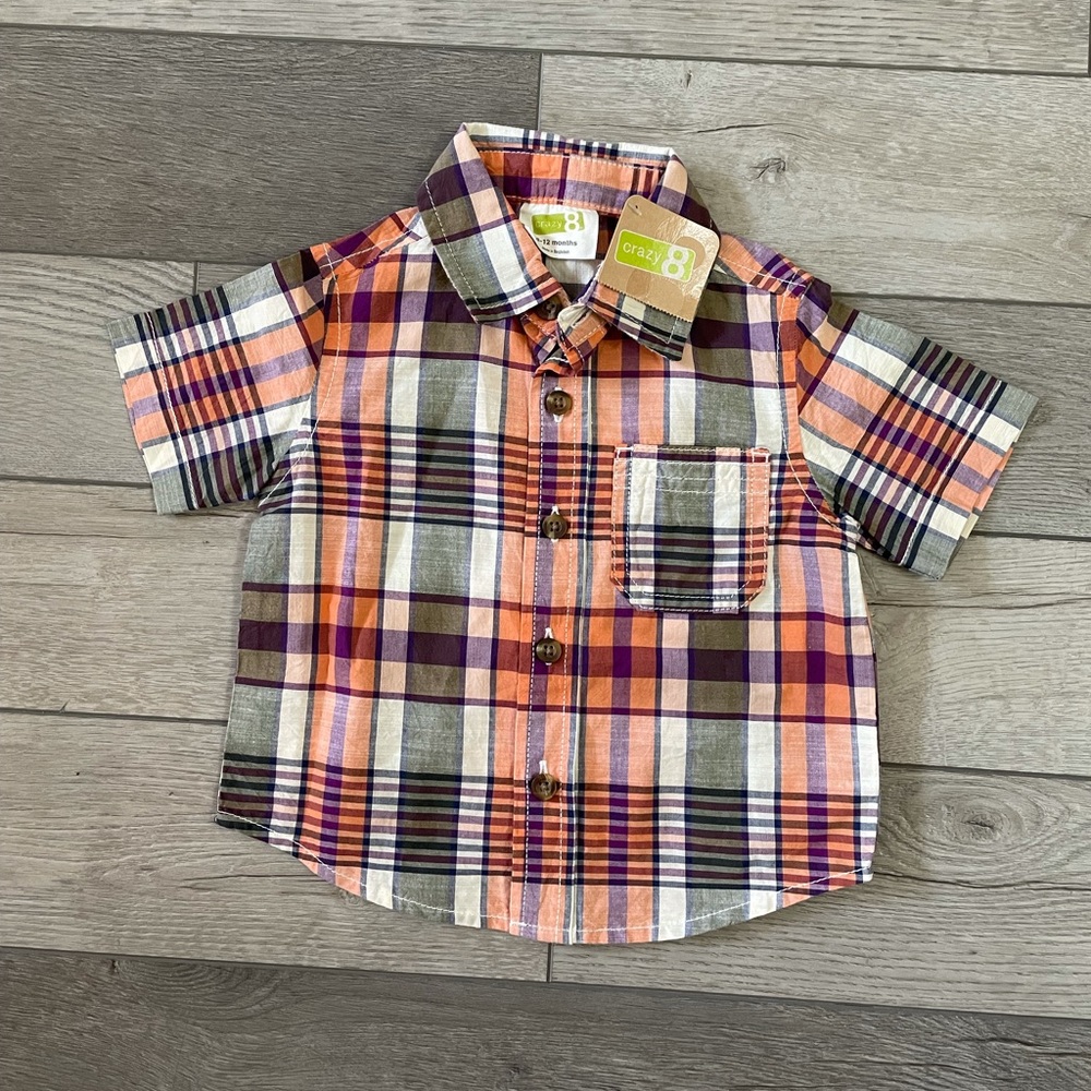 Brand new Crazy 8 collar button up, 6-12 months